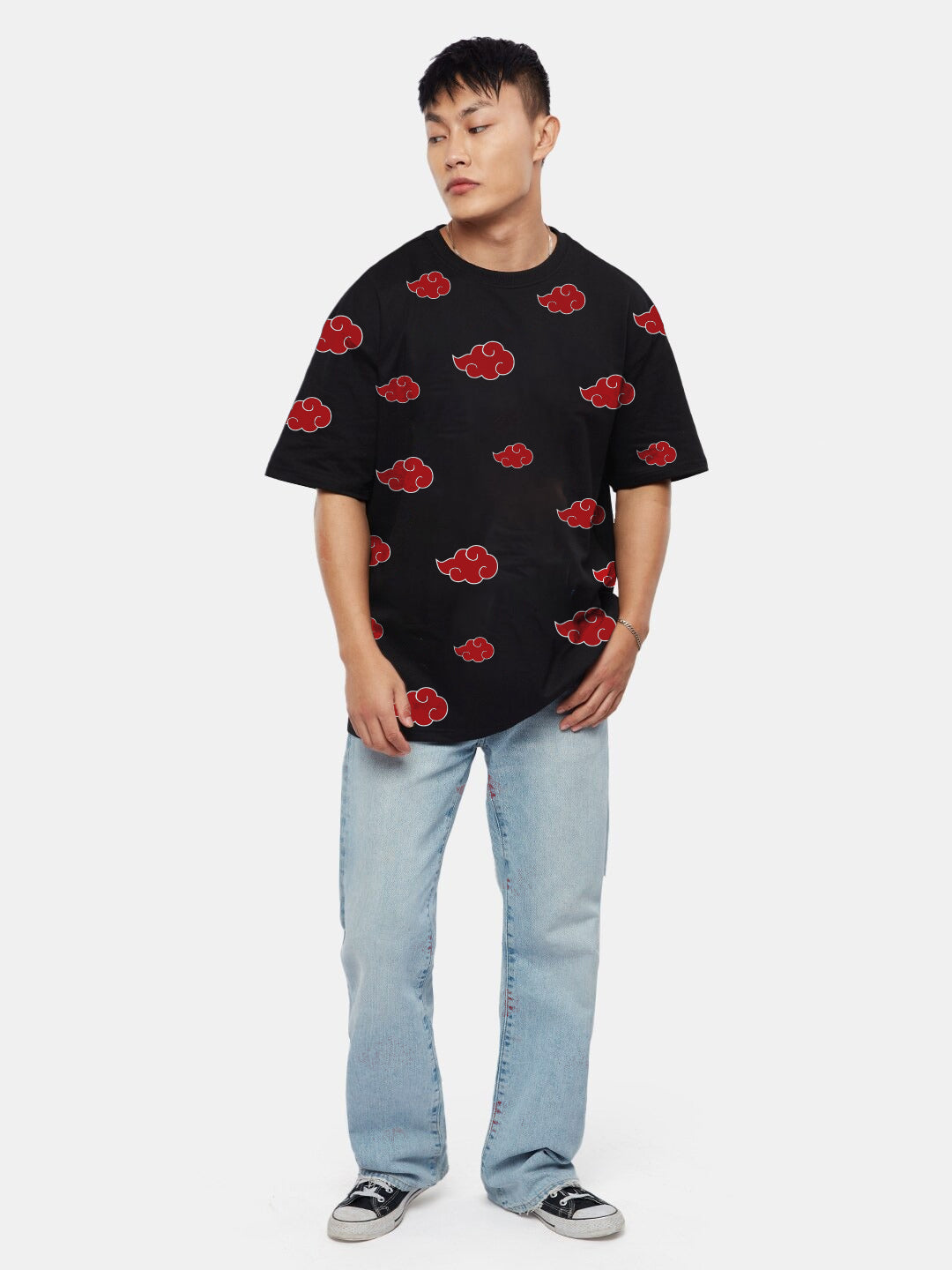 Naruto Akatsuki Pattern Oversized T-Shirt